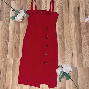 Shine Star Red Button Dress
